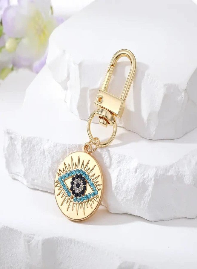 MyfavoriteK Gold Evil Eye Keychain for Women Protection Good Luck Charms Key Chain for Car Keys Holder Bag Purse (Three) - Image 3